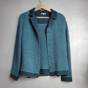 Vintage Flair 2 Piece Teal- Dark Grey Top & Jacket   Size S